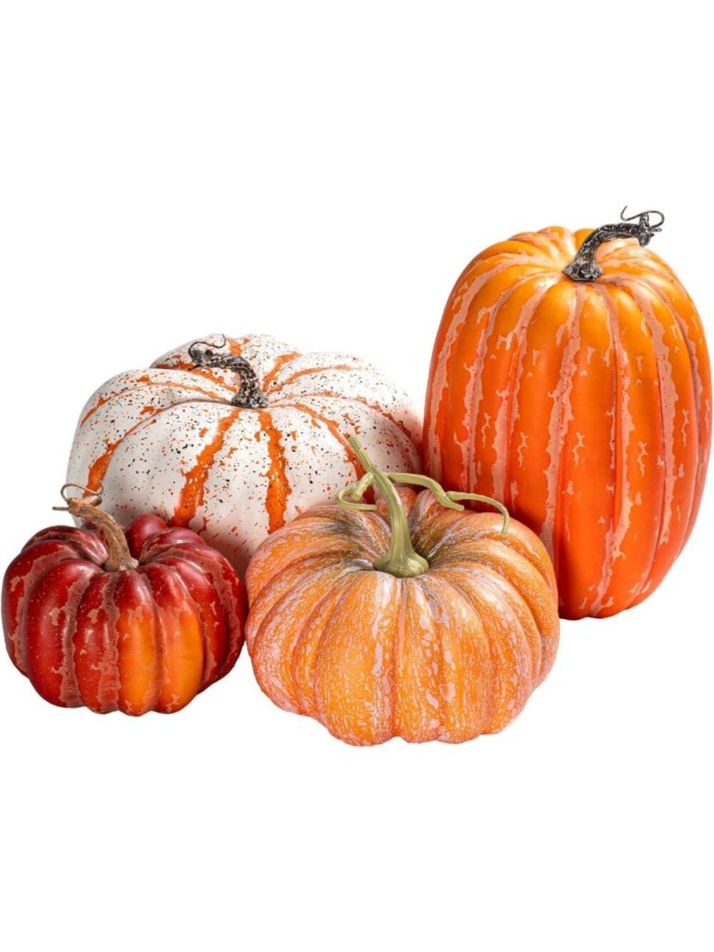 4 PCS Rustic Fall Faux Pumpkins - Realistic Vintage Decor for Halloween
